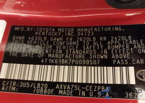 2023 Toyota Camry Xse Awd from USA, damaged, VIN 4T1K61BK7PU099507